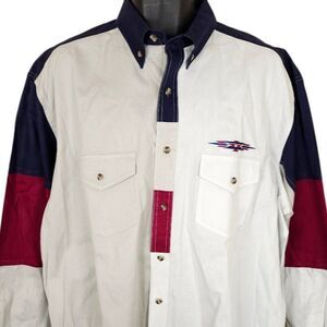 Vintage Express Rider Western Shirt Mens Size XL Red Blue Southwestern Cowboy